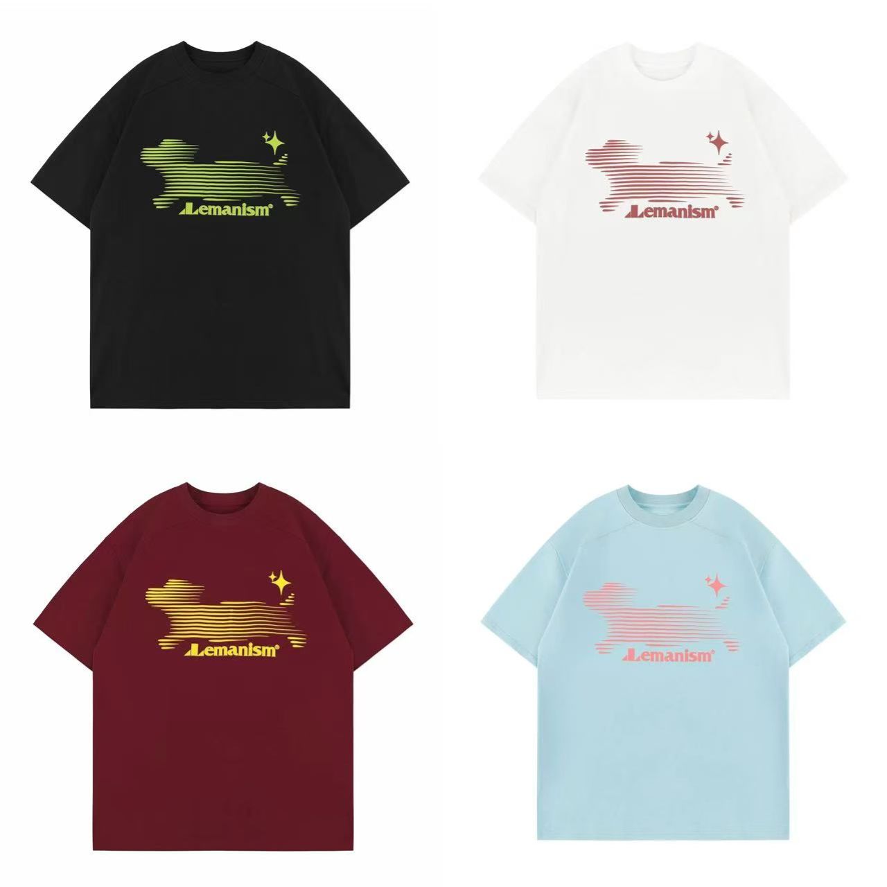 ペアルック【lemanism】ヘビーウェイト 幻影ドッグプリント 半袖Tシャツ